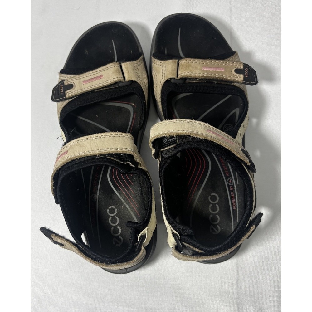 🥾Womens Ecco Yucatan Sandals Beige‎ Black Size 38 / 7-7.5 Sport Hiking - Picture 6 of 7